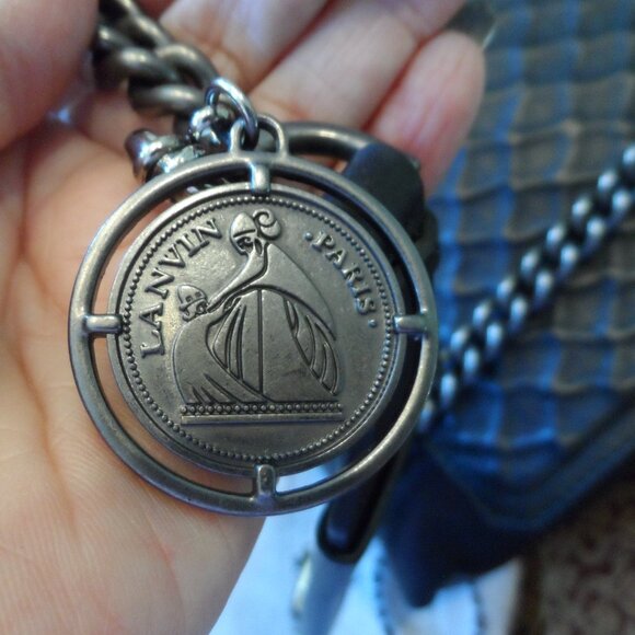 Lanvin Black Quilted/Smooth Leather Shoulder Bag w/ Gunmetal Chain Detail - Picture 13 of 16